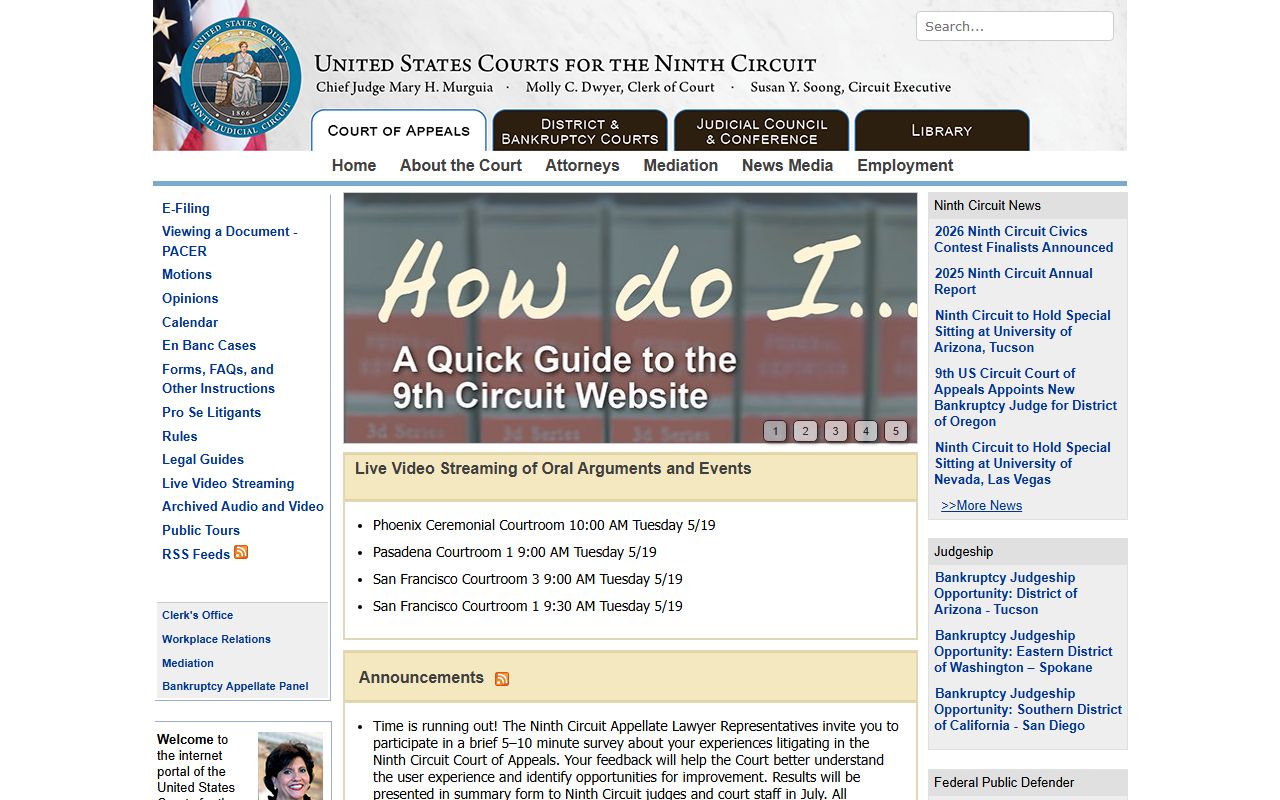 San Bernardino County Superior Court federal coverage Ninth Circuit Court of Appeals