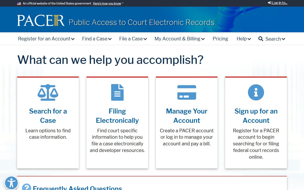 San Bernardino County Superior Court federal court coverage PACER public access portal