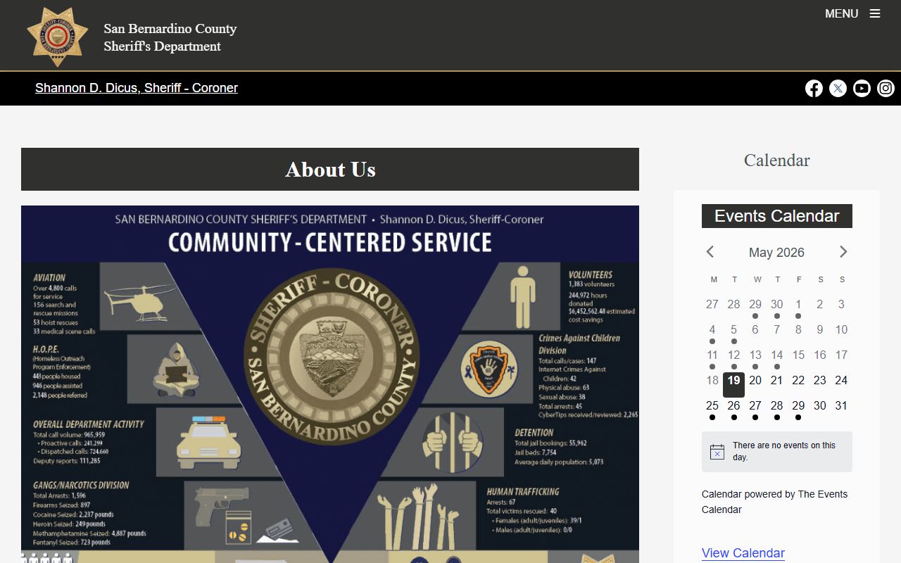 San Bernardino County inmate search sheriff department profile