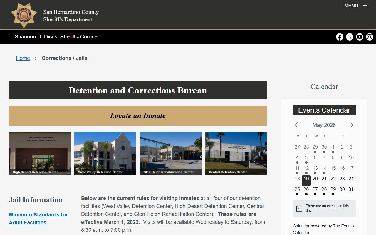 San Bernardino County warrant search sheriff corrections and jail information